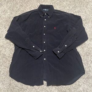 Vintage Polo Ralph Lauren Blaire Corduory Shirt L Navy Cotton Button Up